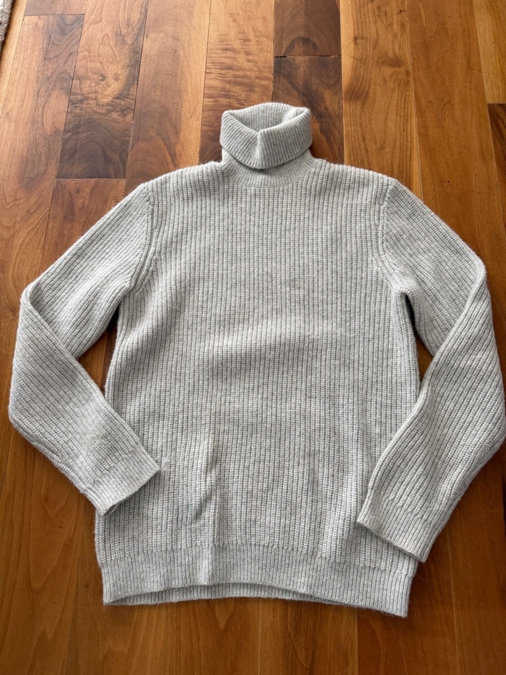 Reiss Light Grey Soft Ribbed Chunky Turtleneck Sweater